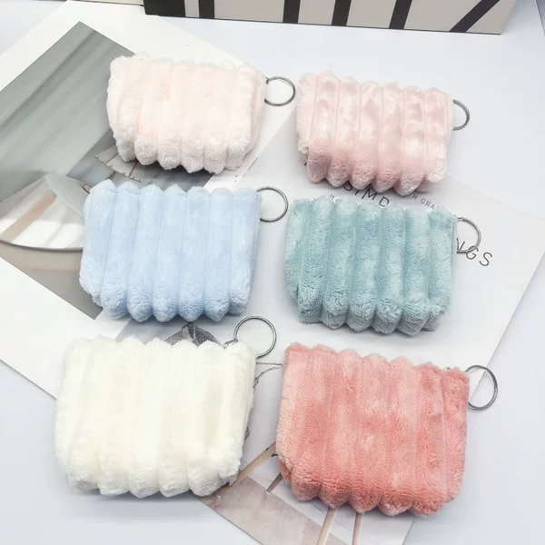 New Style Bag for Women, Plush Fashion Coin Purse, Coin Bag, Key Bag, Simple Hand-Held Small Wallet, Jewelry Storage Bag