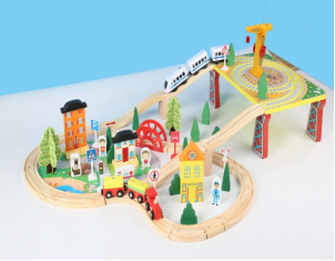 Bloques de construcción educativos de juguetes de trenes para niños de 4 a 6 años, juego de vías de tren para niños y niñas, venta al por mayor transfronteriza.