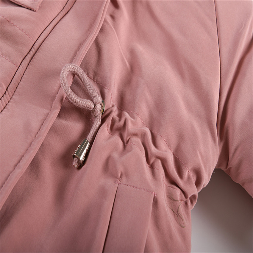 New Korean Style Girls' Mid Length Parka Coat With Drawstring Waist And Thick Cotton Coat_voghion.com