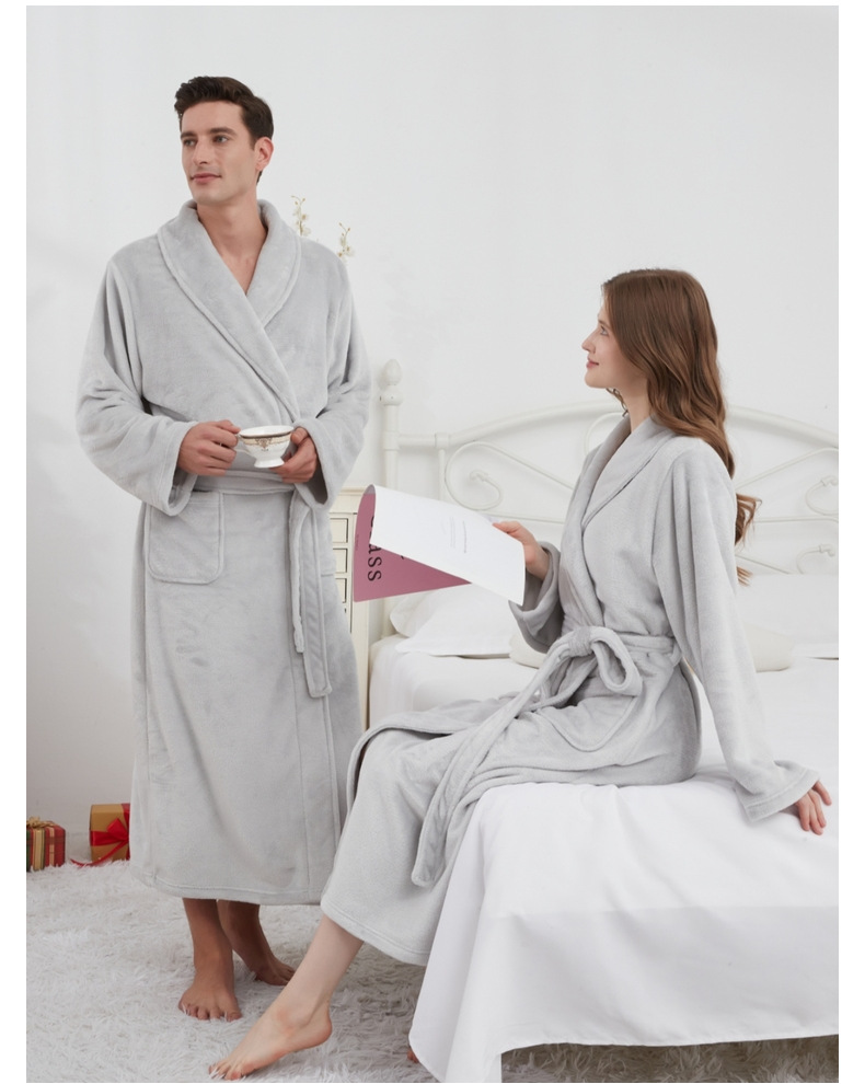 GraceChic GraceChic Autumn Winter Thick Men Plus Size Flannel Long Bathrobe Couple Warm Pajamas Women European American Homewear_voghion.com