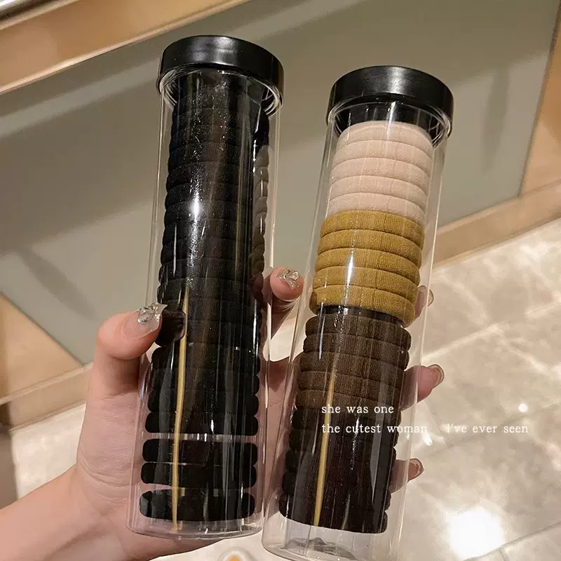 20罐装高弹力头绳无接缝橡皮筋护发发绳打结发圈高级简约批发