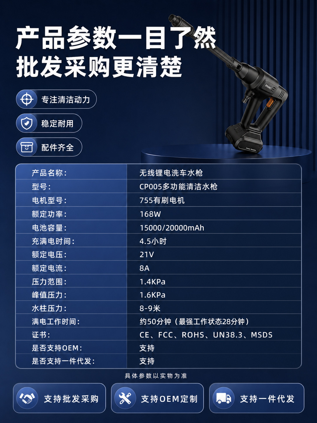 Portable Household Car Wash Water Gun with Movable Brushless Motor for Watering and Irrigation, Source Manufacturer Car Wash Tool