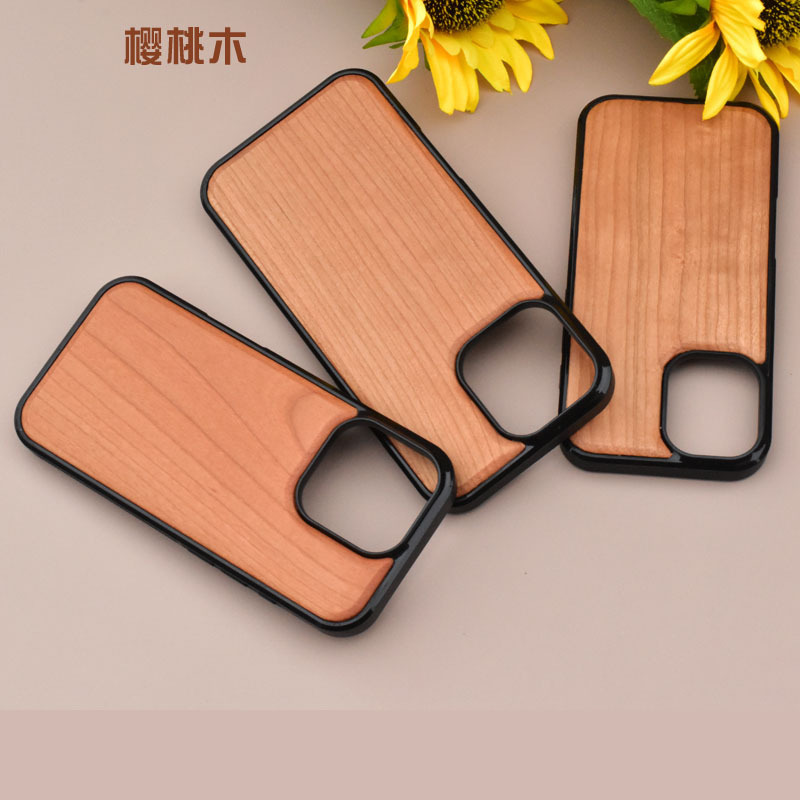 适用iPhone16pro天然实木竹制贴片手机壳苹果17包胶tpu木质保护套|undefined