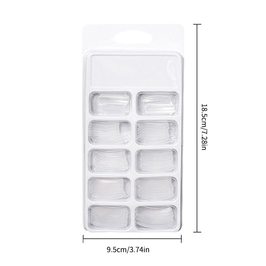 Extensión transfronteriza molde de uñas pieza de uñas de cristal en caja bandeja sin papel reutilizable extensión rápida molde de uñas al por mayor