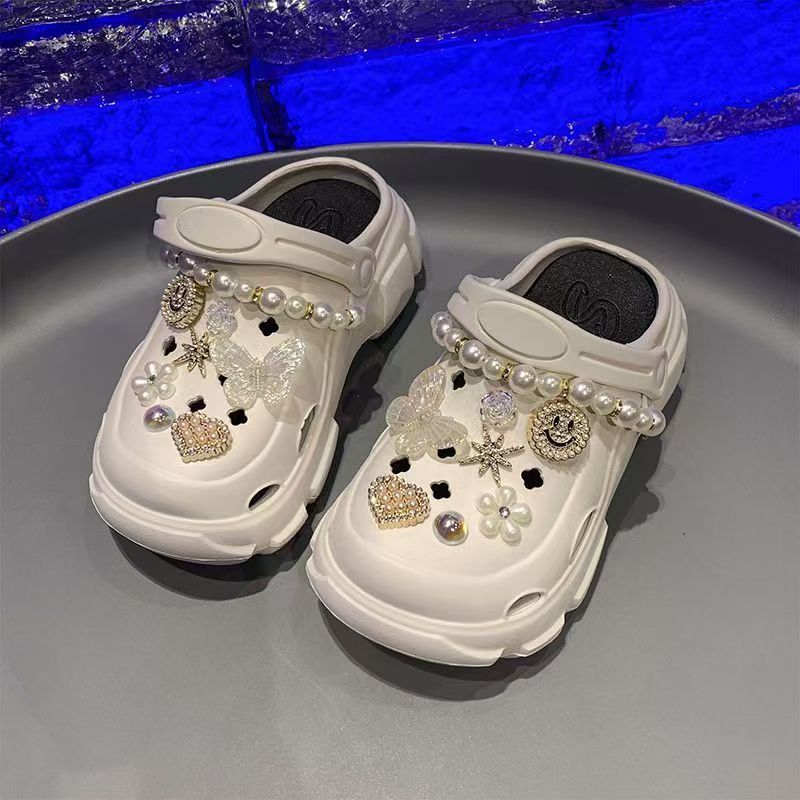 Qly Girls Bath Non-Slip Eva Slippers 2025 Summer New Kidsren's Soft Bottom Pearl Hole Shoes for Kidsren and Babies