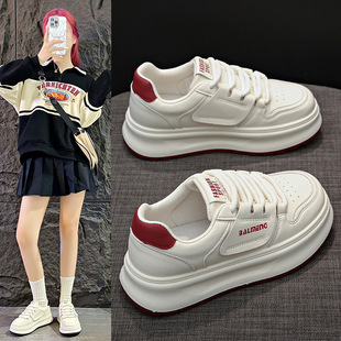 White Shoes Women's Foot Show Small Autumn 2025 New Breathable Casual Fashion All-Match Thick Sole Non-Slip Sports Shoes