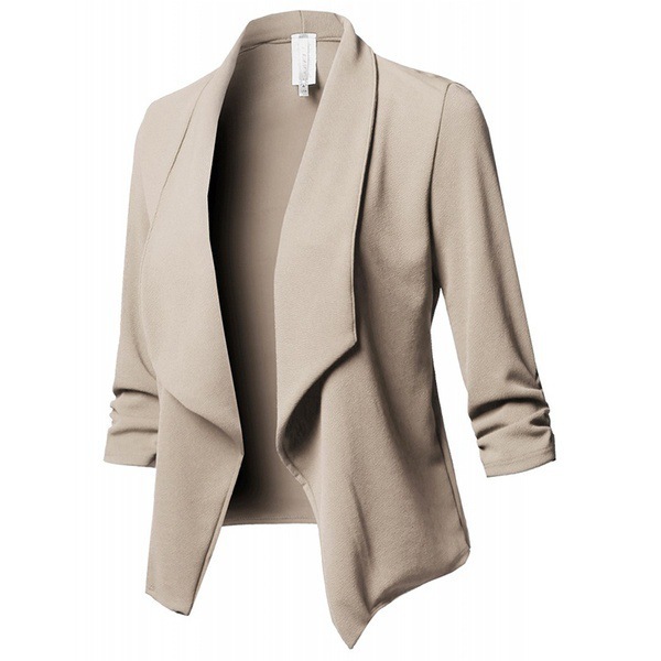 Chaqueta tipo blazer de manga larga plisada en color liso NSXPF103975