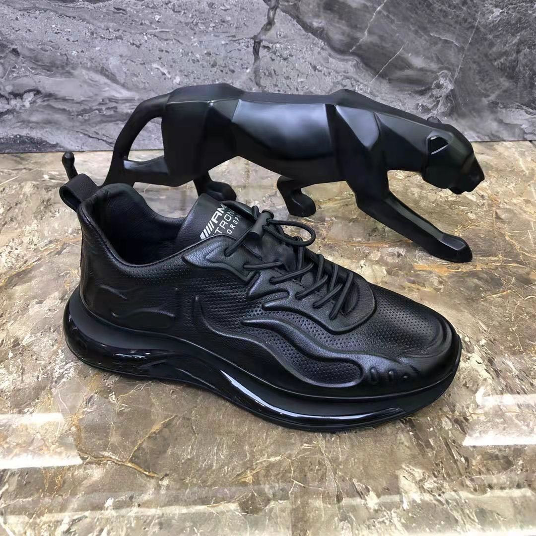 Sapatos de couro masculinos, tênis, sola de borracha sintética, tênis confortáveis_voghion.com