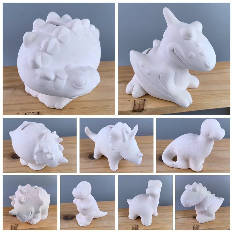 Juguete de Cerámica Dinosaurio DIY para Pintar en Blanco para Niños y Escuelas