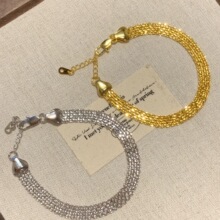 vintage中古手链编织金色银色表带手链女复古轻奢高级感手饰