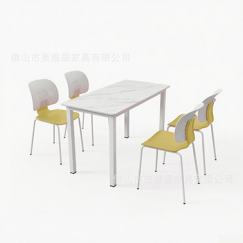 Mesa y silla de comedor de estudiantes de escuela Compañía comercial Comedor de personal de fábrica Comedor de postre Tienda de té de leche combinación de mesa y silla de comedor de tabla de roca