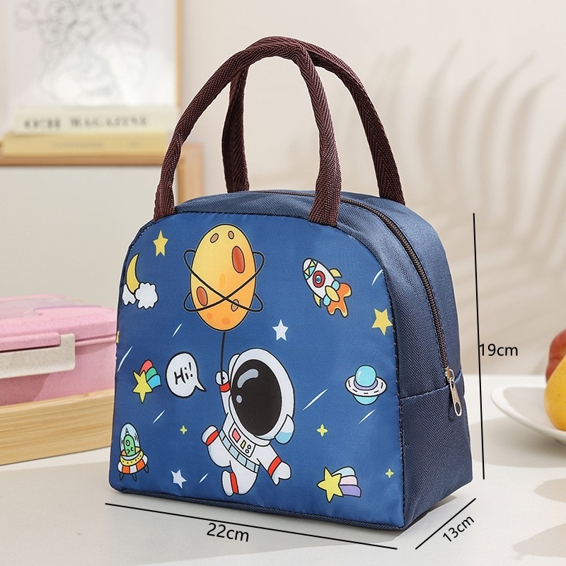 Bolsa para lonchera con aislamiento de papel de aluminio, bolsa de mano con dibujos animados, bolsa de almuerzo para el trabajo de estudiantes, bolsa de almuerzo con aislamiento para niños, bolsa bento.