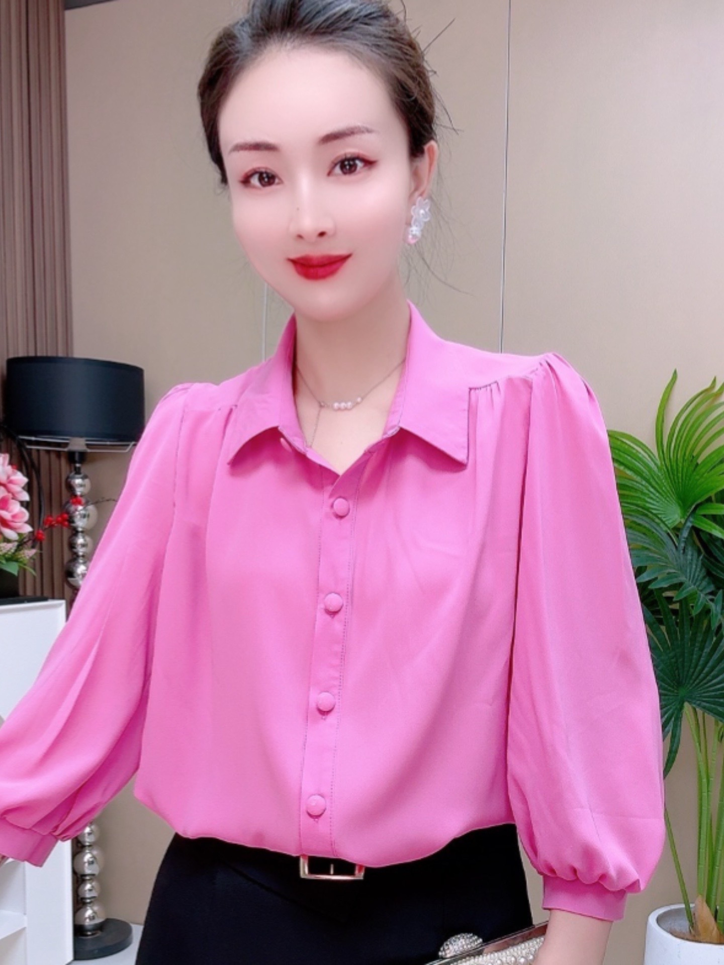 봄과 여름 25099 얇은 메릴린치 리넨베이스 셔츠 여자 캐주얼 올매치 긴소매 티셔츠 한국 루즈 게으른 탑