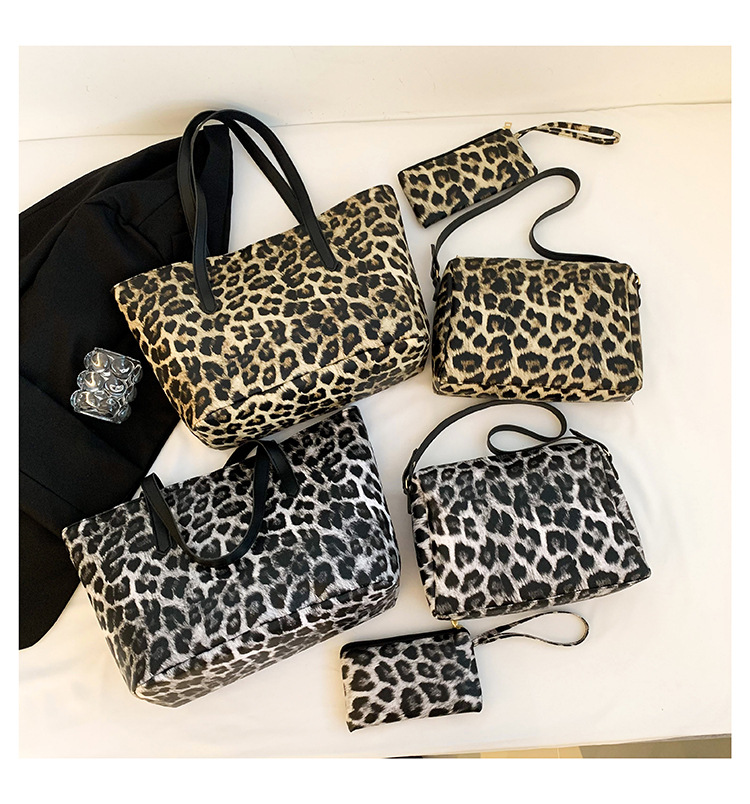 Women's Large Pu Leather Leopard Streetwear Square Zipper Tote Bag display picture 36