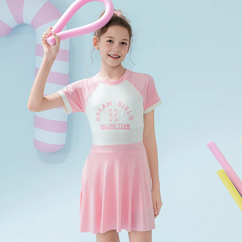 2025 nuevo traje de baño para niñas, estudiantes de secundaria, período de desarrollo, adolescencia, dulce y conservador de una pieza, niños grandes, niñas, verano