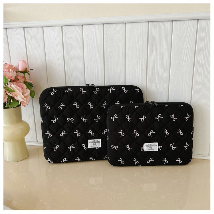Korean gradient bow embroidered clutch bag for iPad 11inch tablet and laptop 14inch