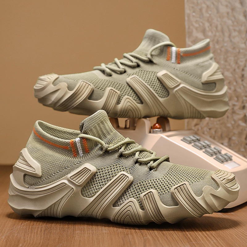 Primavera y verano zapatos textiles de hombre calcetines transpirables zapatos deportivos casuales para hombres 2025 zapatos de moda para estudiantes