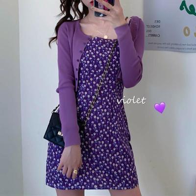 货源紫色裙子仙女超仙森系2021新款夏梗桔裙初恋裙吊带批发