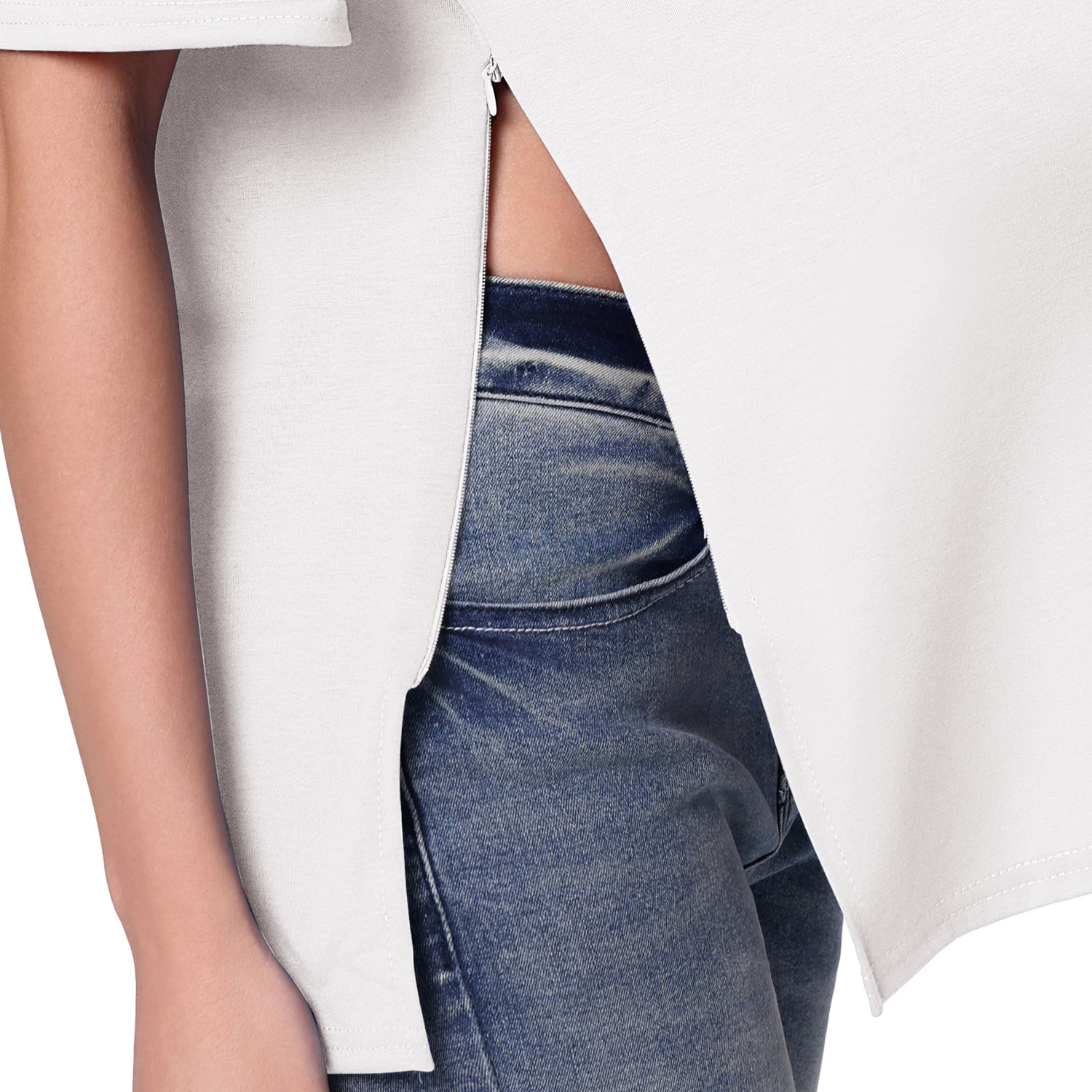 Maternity Nursing Top With Zipper Short Sleeves For Spring Summer_voghion.com