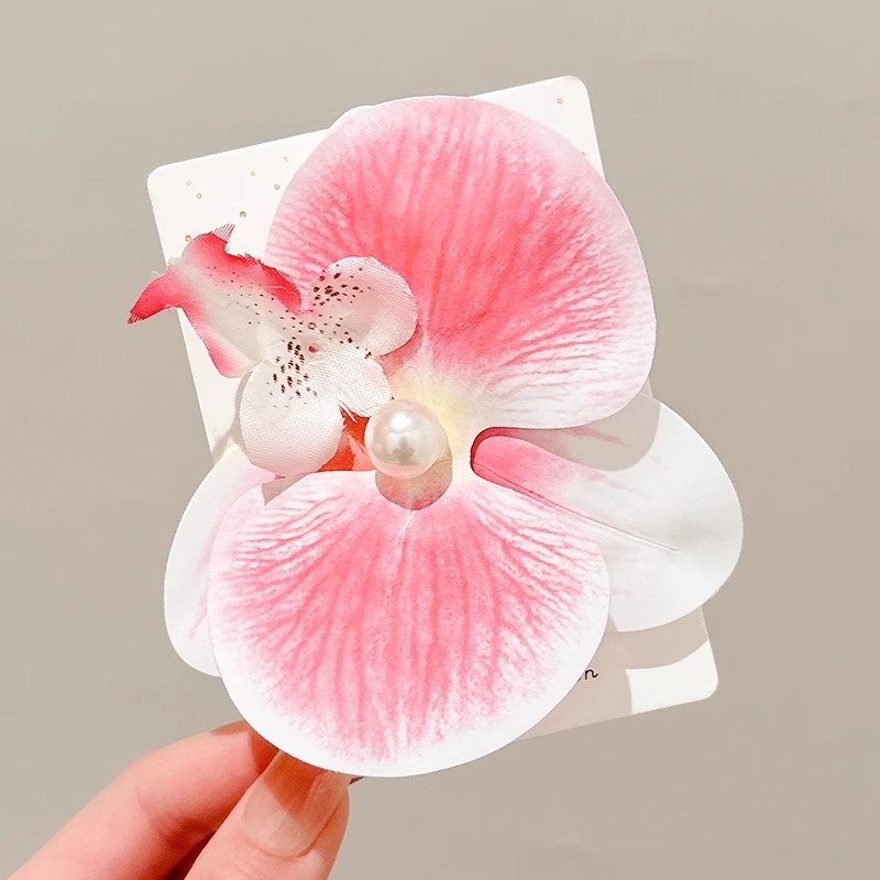Orquídea púrpura flores de mariposa pinzas de cabello para mujeres 2025 nuevo pinzas laterales bordes de bosque pinzas de cabello para vacaciones en la playa props de fotos