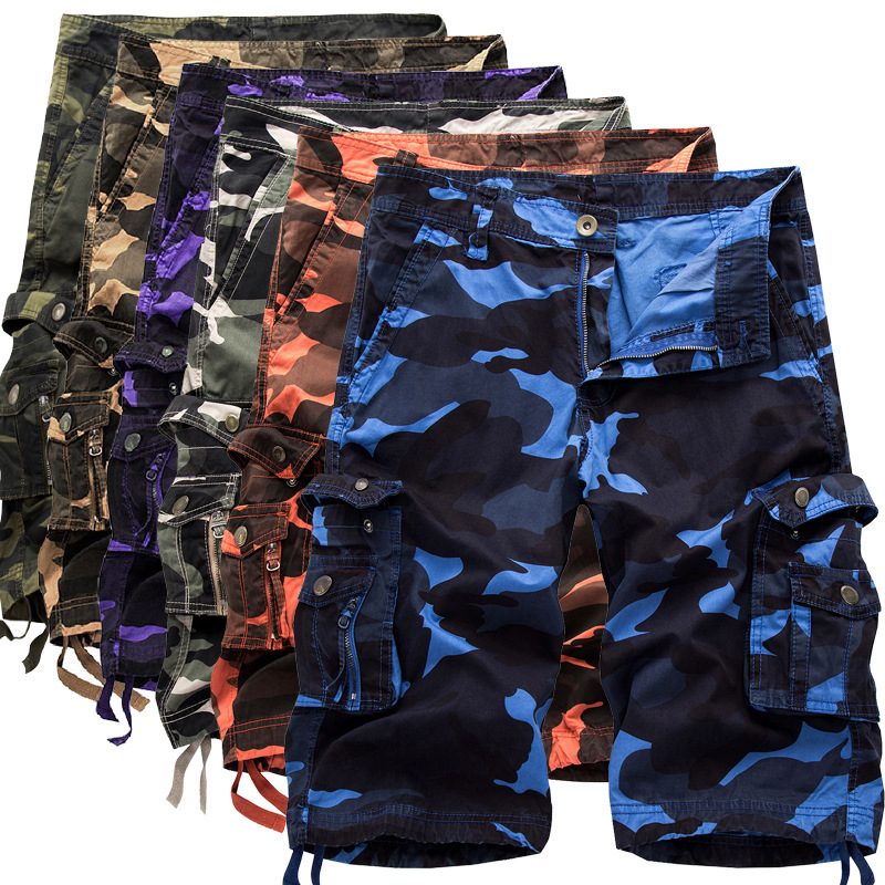 Cross-border 2025 Amazon Men's Loose Tooling Pants Camouflage Shorts plus size Multi-bag Casual Pants 083 plus size