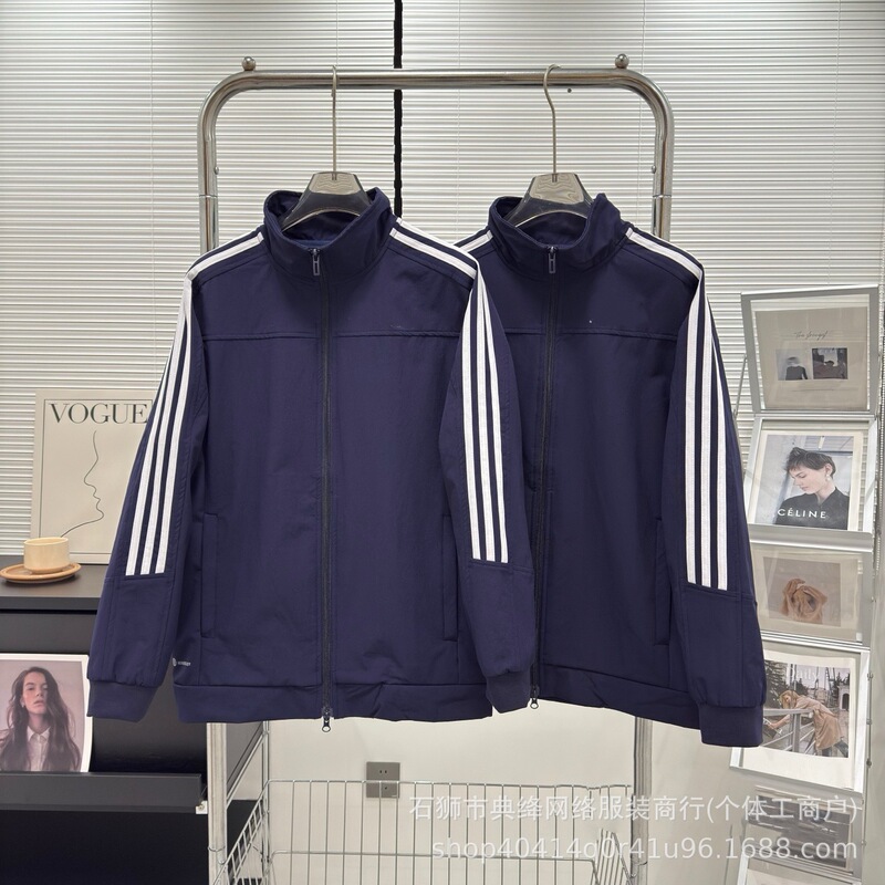 High-Quality Qq Candy Foreign Trade Wholesale Spring and Autumn Couple's Striped Windbreaker Casual Jacket for Men and Women