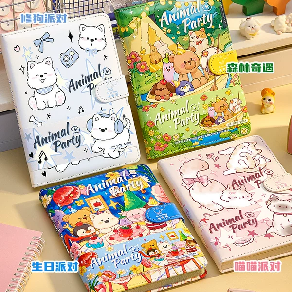 Cute Puppy Notebook with Cartoon Leather Cover and Magnetic Closure, Portable Diary Notebook