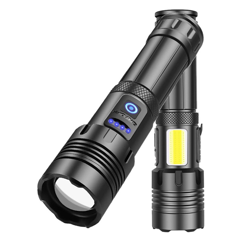 P90 transfronteriza fuerte luz linterna COB luz lateral retráctil USB carga multifuncional hogar al aire libre P70 lámpara de iluminación