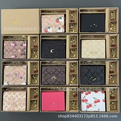 蔻家外贸小钱包三件套新款欧美时尚个性小方包印花零钱包带盒挂坠