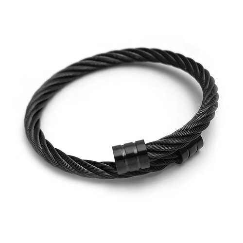 Cross-border supply of hot-selling titanium steel wire bracelets for men hip-hop punk open elastic jewelry fashion hand jewelry