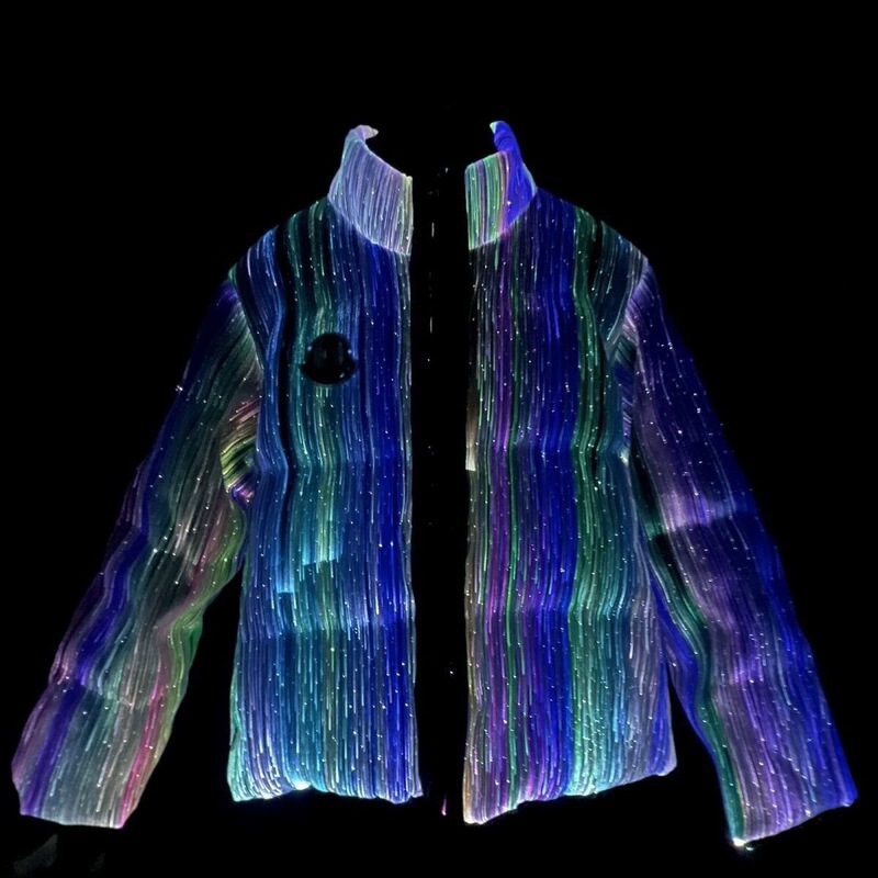 2025 Colorful Light-Changing Luminous down Jacket Fashion Versatile Casual Loose Slimming Long-Sleeve Coat Couple Style Warm