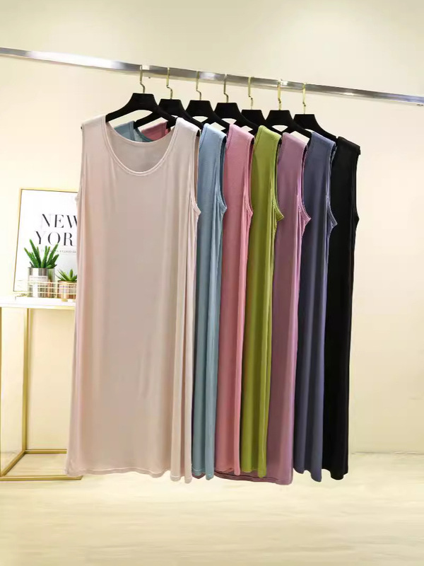Modal Sleeveless Vest Dress for Women, Summer Thin Loose Nightgown, Home Dress, Loose Mid-Length Base Dress Modal Sleeveless Vest Dress for Women, Summer Thin Loose Nightgown, Home Dress, Loose Mid-Length Base Dress