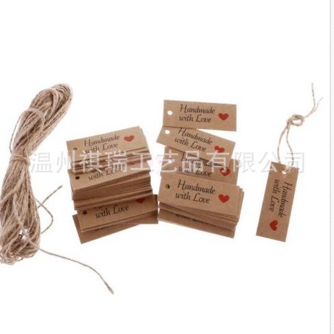 现货 Handmade 牛皮纸 吊牌 DIY烘焙礼物创意包装标签亚马逊eBay