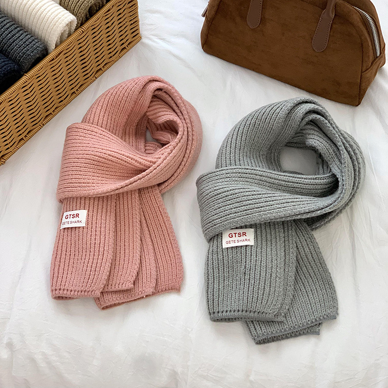 Bufandas coreanas 2025 nuevo engrosado calentamiento suave glutinoso clay azul sólido lana bufandas de cuello al por mayor