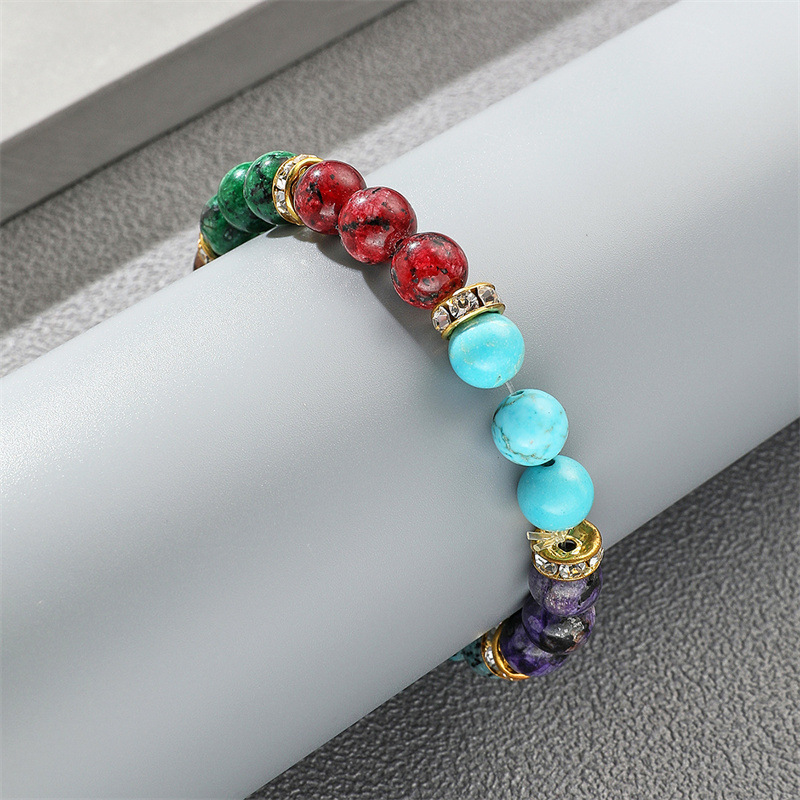 Europa y América transfronteriza AliExpress colorido ágata pulsera de cuentas de piedra Bohemia mujer hombre mapa pulsera de piedra