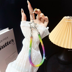 滿鑽五角星手繩奢華水鑽手拎掛繩外貿熱銷帶鑽證件工作牌吊鏈新潮