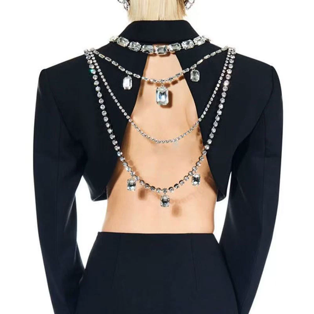 Многослойное ожерелье с подвеской из хрусталя и драгоценных камней в европейском и американском стиле, полное бриллиантовое ожерелье, трансграничная внешняя торговля, преувеличенная высококачественная задняя цепочка