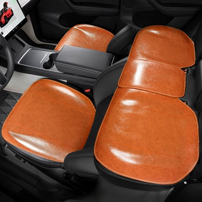 Summer Seat Cushions — Seat cushion, seat cover - type-a-oil-wax-leather-smoky-coffee-color-three-piece-set