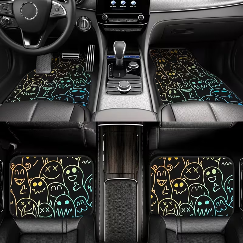 Cross-Border Hot-Selling Halloween Dirt-Resistant Car Floor Mats, Dust-Removing and Mud-Scraping Wire Loop Mats, Thickened and Non-Slip, Can Be Cut and Sold Wholesale