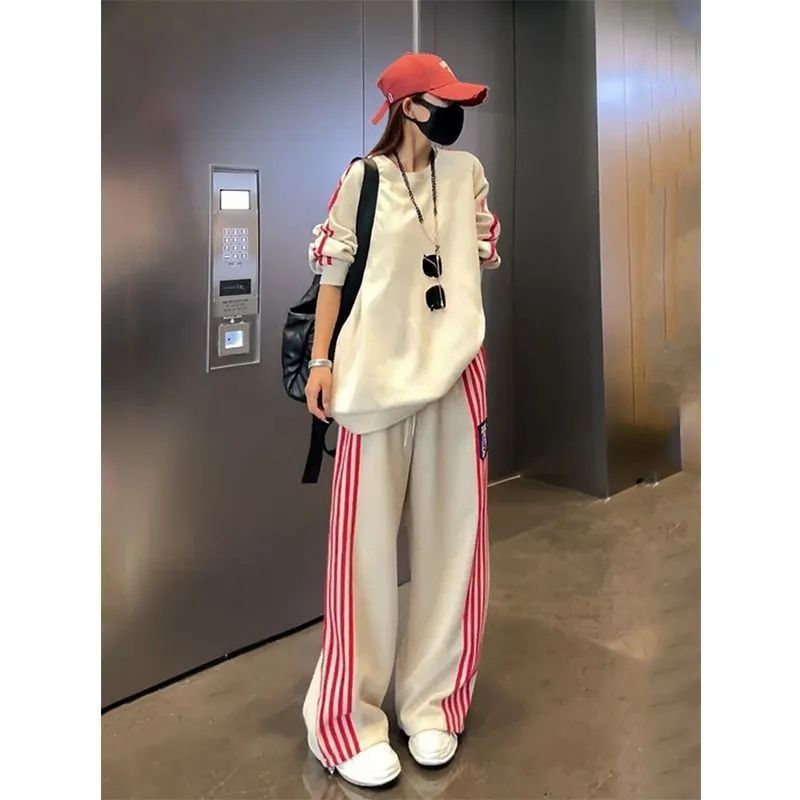 运动休闲套装女春秋季新款欧货卫衣时尚阔腿裤减龄宽松显瘦两件套|undefined
