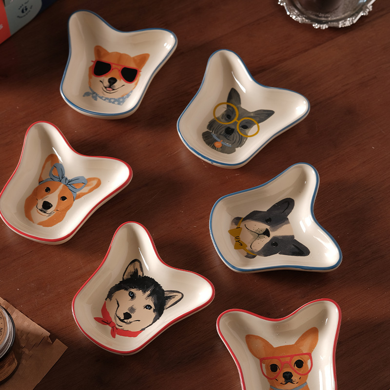かわいいセラミックディッシュ、家庭用調味料ディッシュ、骨ディッシュ、漫画犬の形をした醤油ディッシュ、酢ディッシュ、子供用スナックディッシュ|undefined