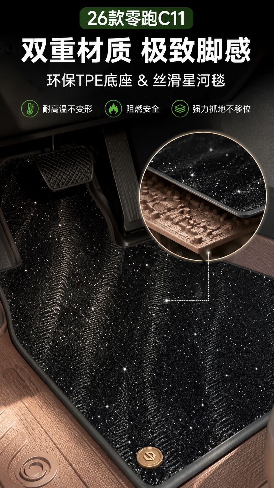 Tpe Floor Mats for Leapmotor C11 Model, Dust-Proof Car Interior Accessories, Eco-Friendly Tpe Leapmotor C11 Door Sill Covers