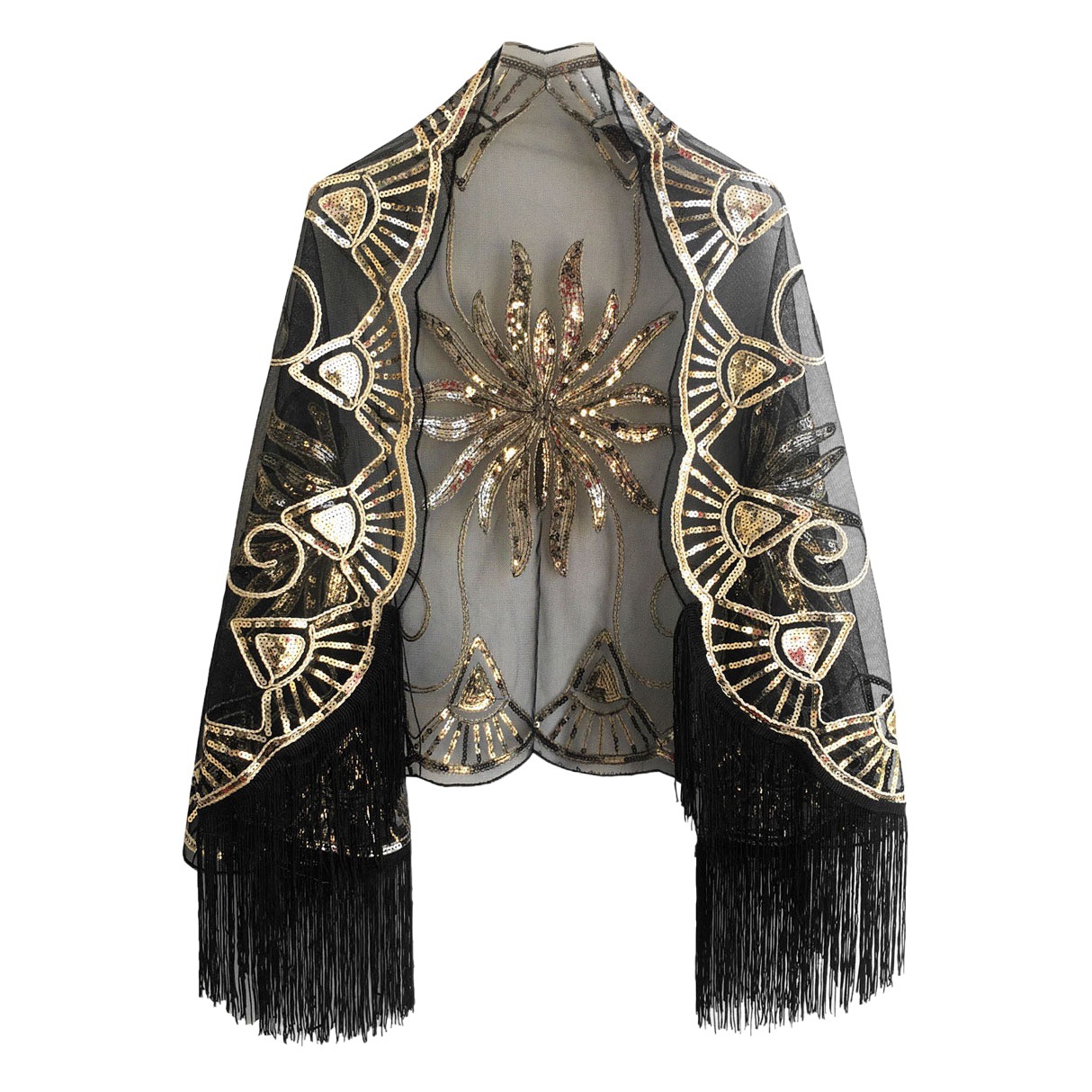 Europa y América borla lentejuelas vestido de noche nuevo banquete vestido de fiesta chal Amazon deseo transfronterizo bufanda desgaste exterior