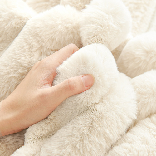高级感兔毛绒冬季沙发垫秋冬款防滑坐垫子毛绒防滑皮沙发套罩盖布