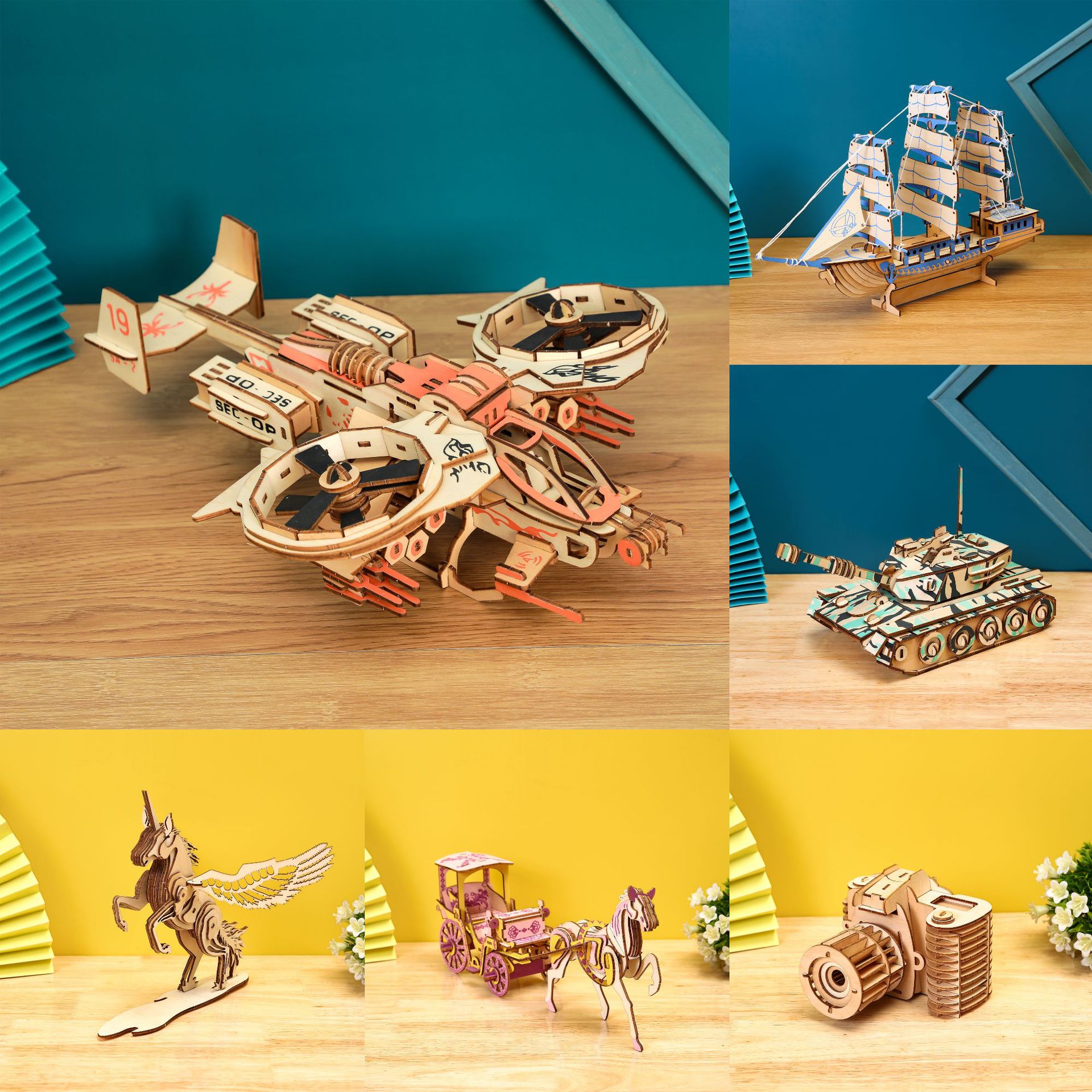 三合板激光切割立体拼图坦克 儿童木质手工益智动手拼装3D玩具