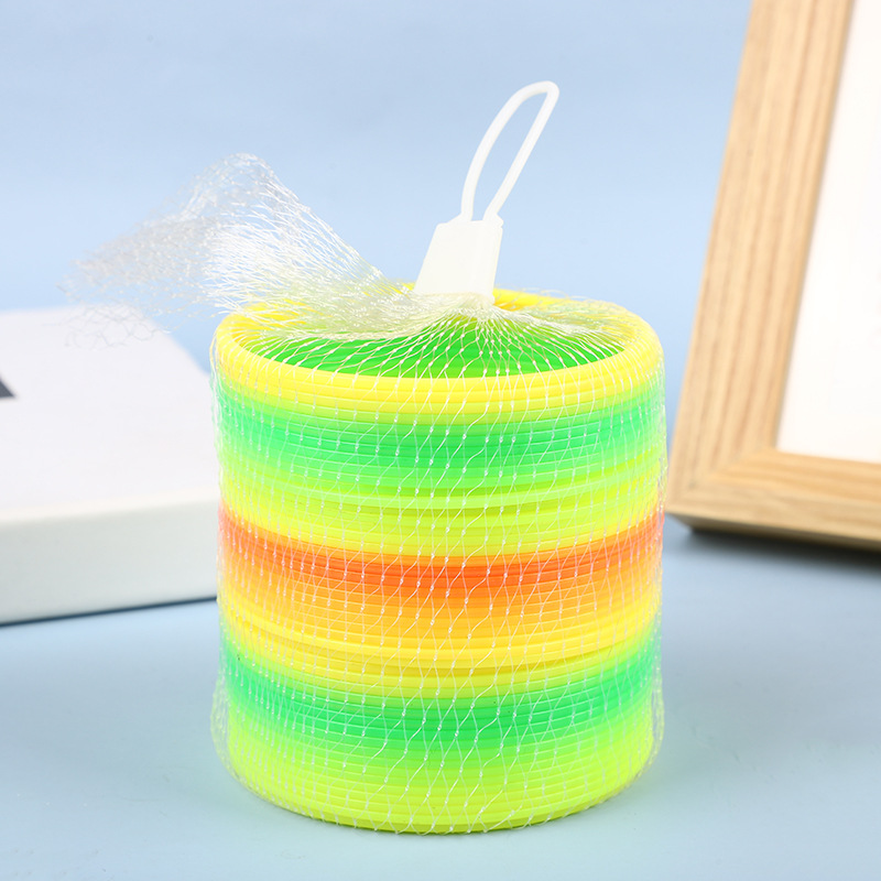 (2개) 핫 세일 대형 레인보우 링 탄성 레인보우 링 티톡 같은 봄 컬러 링 스태킹 훌라 후프