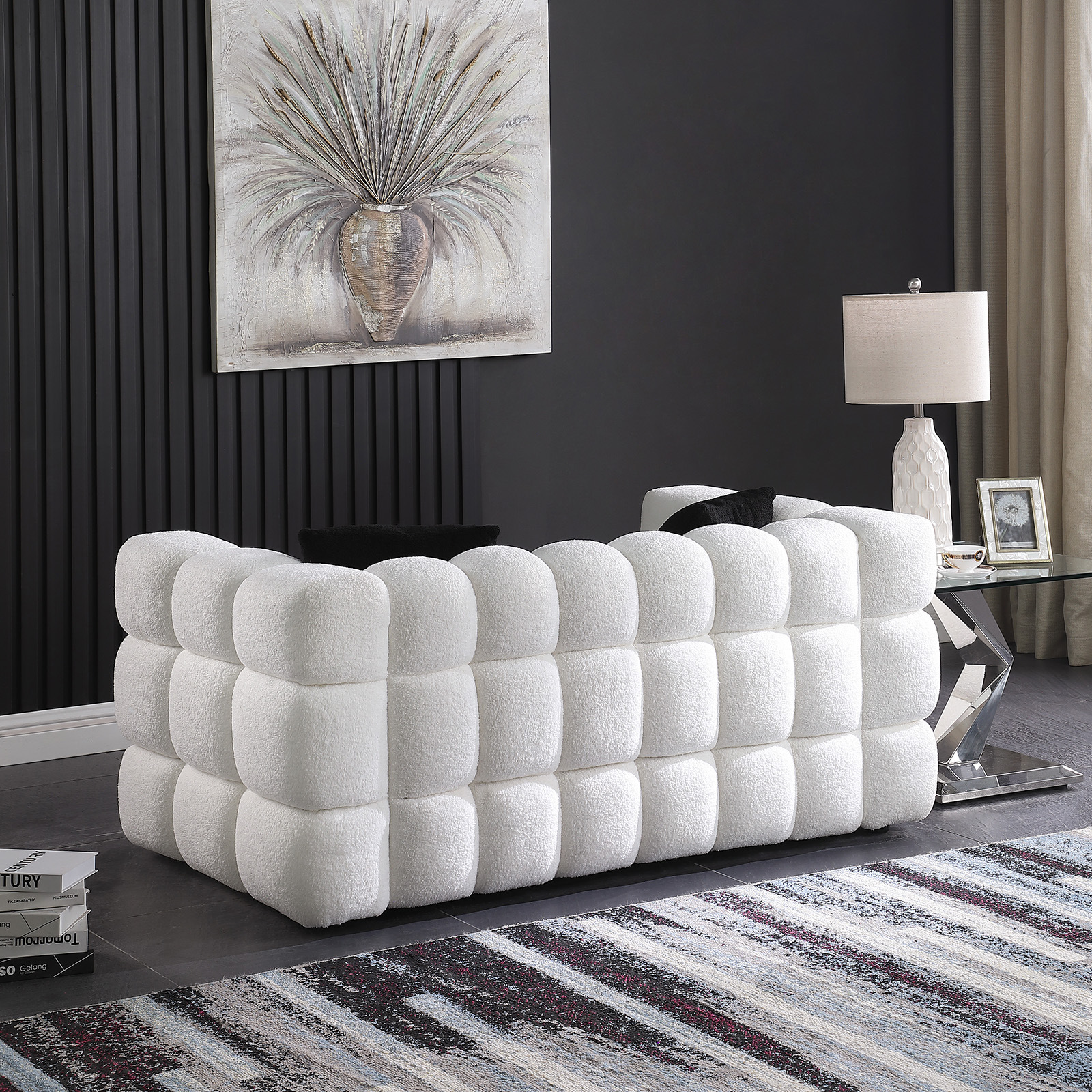 Estilo japonés sofá de cuero nórdico pequeño estilo simple moderno de sala de estar de tres personas sofá artístico de cuero image 2