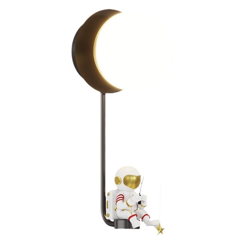 [Selección estricta] lámpara de pared de la habitación de los niños simple y creativa moderna dibujos animados astronautas de fondo lámpara de pared de la cama de la personalidad