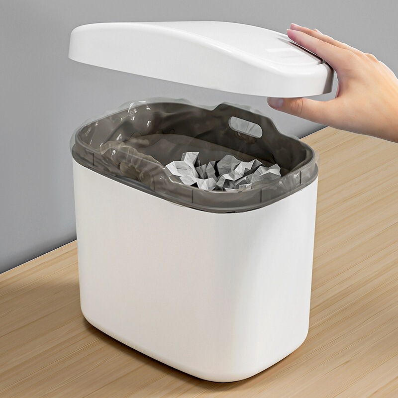 デスクトッププラスチックスイング蓋ゴミ箱家庭用デスクトップ小型ミニゴミ箱クリエイティブヨーロピアンスタイルリビングルームペーパーバスケット蓋付き|undefined