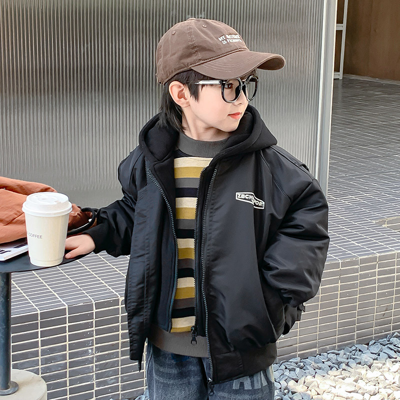 (2개) 남학생 겨울 자켓 코트 2023 새로운 어린이 가을과 겨울 두꺼운 가짜 투피스 최고 소년 거리 옷